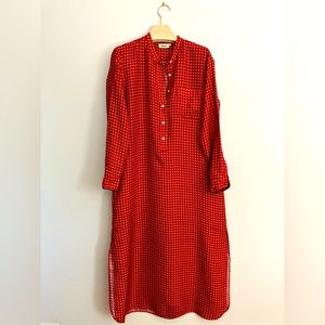 Sleepy Jones silk long sleeved printed midi dress